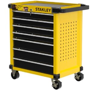 4 Draw Metal Trolley With Cabinet - Yellow