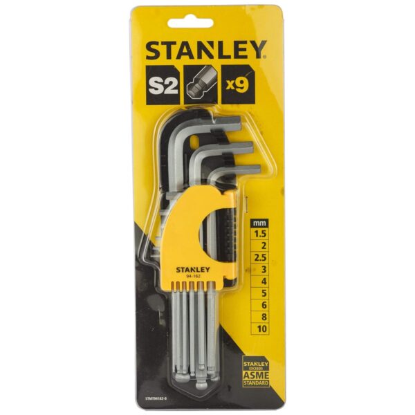 9 Pc Long Spherical Head Hex Key Set - Metric