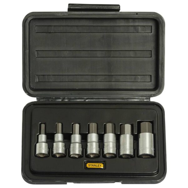 7pc 12 Sq. Dr. Hex Bit Socket Set Met